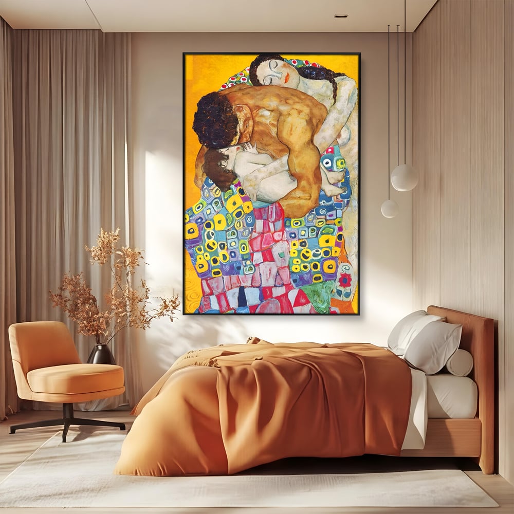 Tablou Canvas Premium LuxCanva® A1403, The Family , Room, Gustav Klimt, Iubire, Mama, Tata, Bebelus, Dormitor, Culori Vibrante