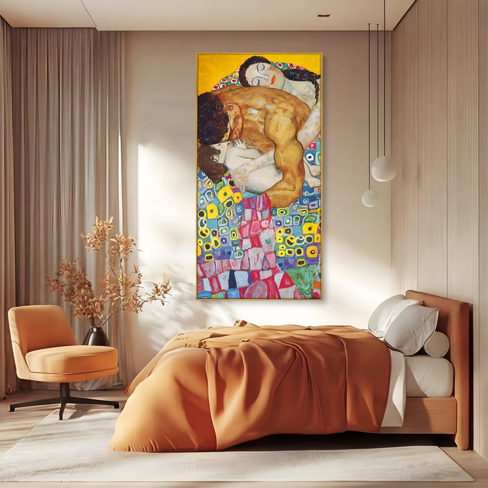 Tablou Canvas Premium LuxCanva® A1403, The Family , Room, Gustav Klimt, Iubire, Mama, Tata, Bebelus, Dormitor, Culori Vibrante