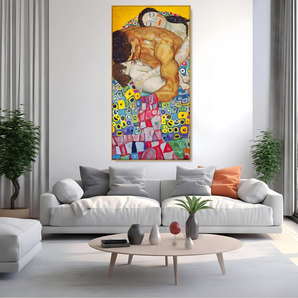 Tablou Canvas Premium LuxCanva® A1403, The Family , Room, Gustav Klimt, Iubire, Mama, Tata, Bebelus, Dormitor, Culori Vibrante