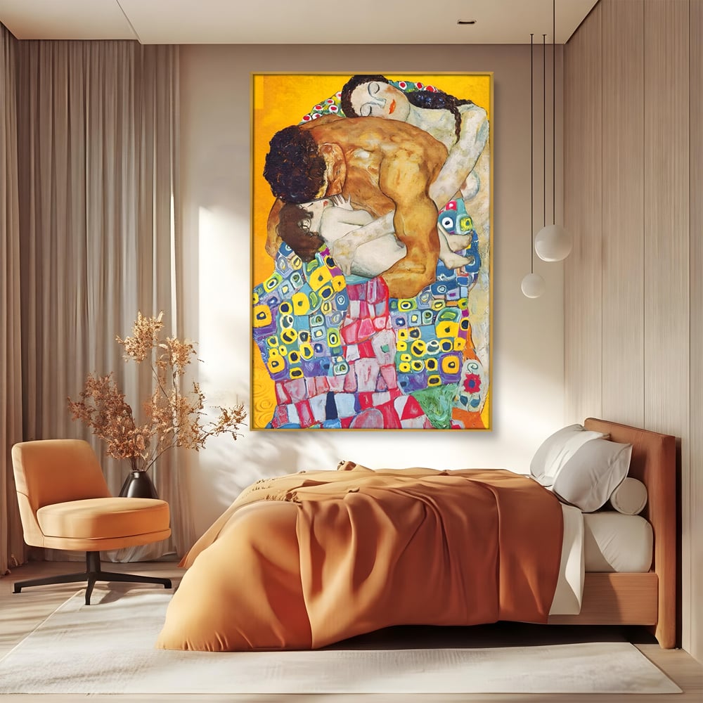 Tablou Canvas Premium LuxCanva® A1403, The Family , Room, Gustav Klimt, Iubire, Mama, Tata, Bebelus, Dormitor, Culori Vibrante