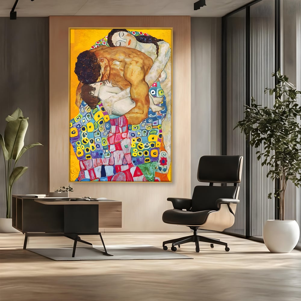 Tablou Canvas Premium LuxCanva® A1403, The Family , Room, Gustav Klimt, Iubire, Mama, Tata, Bebelus, Dormitor, Culori Vibrante