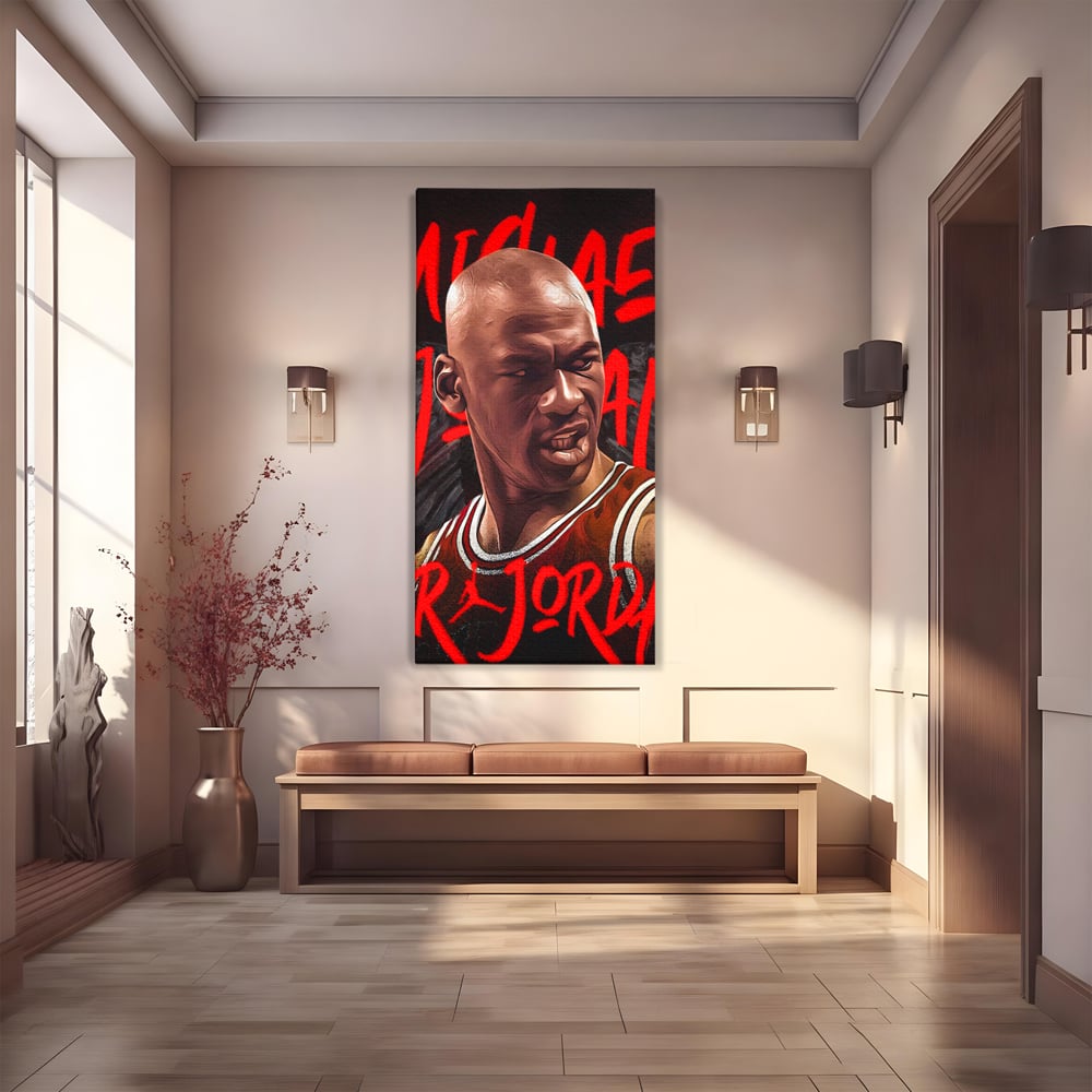 Tablou Canvas Premium, LuxCanva® A1404, Michael Jordan, Room, Baschetbalist, NBA, Air Jordan, Club Sportiv, Culori Vibrante