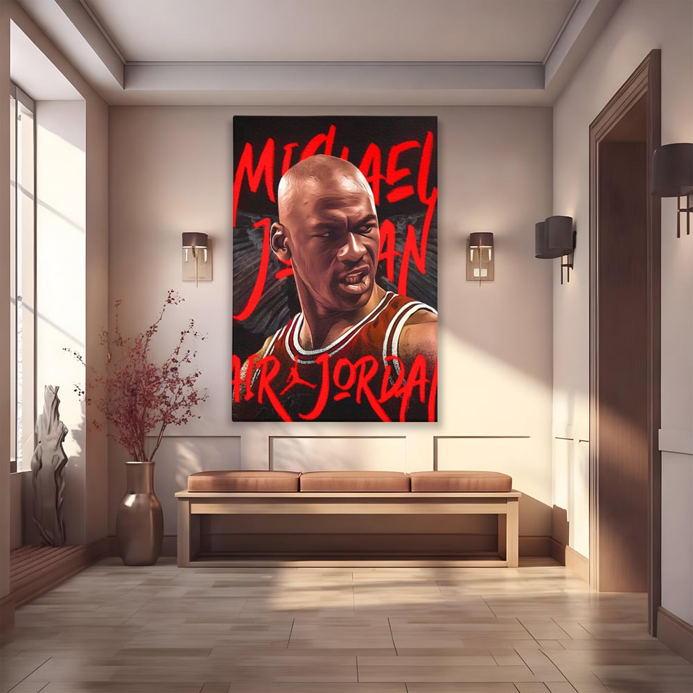Tablou Canvas Premium, LuxCanva® A1404, Michael Jordan, Room, Baschetbalist, NBA, Air Jordan, Club Sportiv, Culori Vibrante