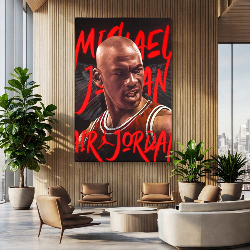 Tablou Canvas Premium, LuxCanva® A1404, Michael Jordan, Room, Baschetbalist, NBA, Air Jordan, Club Sportiv, Culori Vibrante