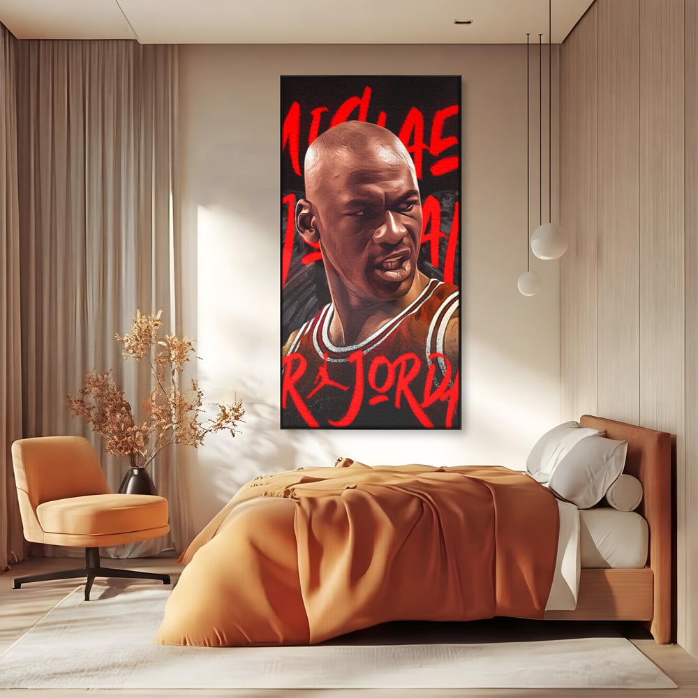 Tablou Canvas Premium, LuxCanva® A1404, Michael Jordan, Room, Baschetbalist, NBA, Air Jordan, Club Sportiv, Culori Vibrante