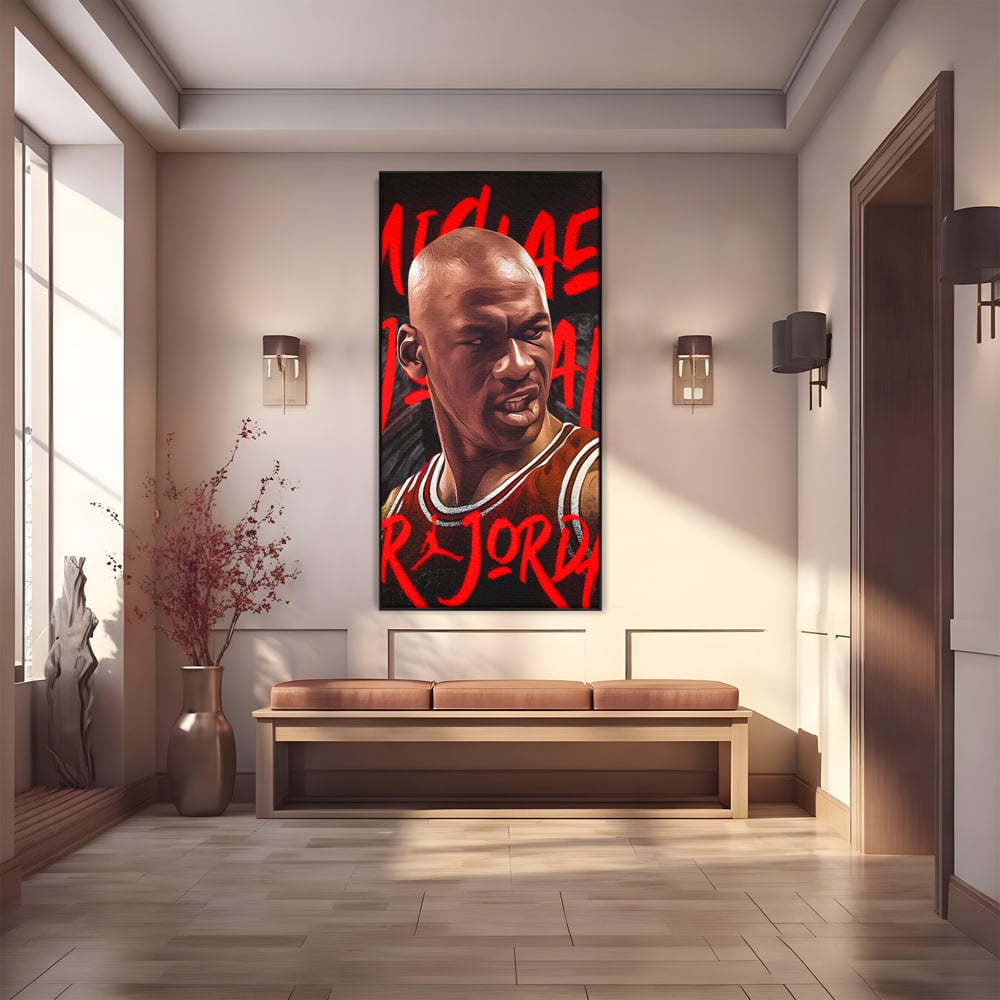 Tablou Canvas Premium, LuxCanva® A1404, Michael Jordan, Room, Baschetbalist, NBA, Air Jordan, Club Sportiv, Culori Vibrante