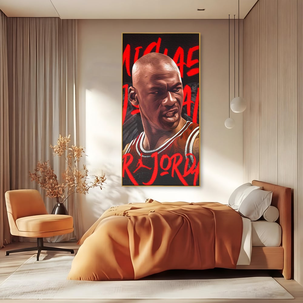 Tablou Canvas Premium, LuxCanva® A1404, Michael Jordan, Room, Baschetbalist, NBA, Air Jordan, Club Sportiv, Culori Vibrante