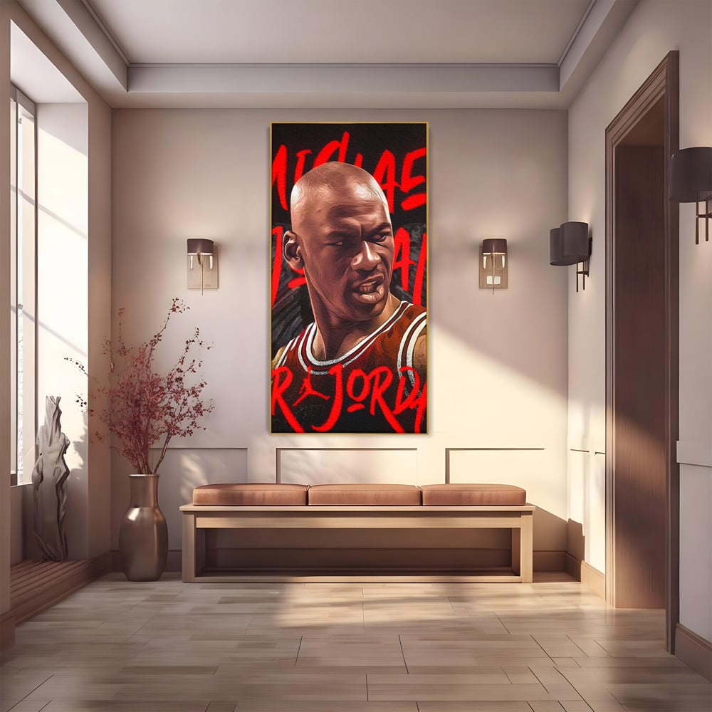 Tablou Canvas Premium, LuxCanva® A1404, Michael Jordan, Room, Baschetbalist, NBA, Air Jordan, Club Sportiv, Culori Vibrante