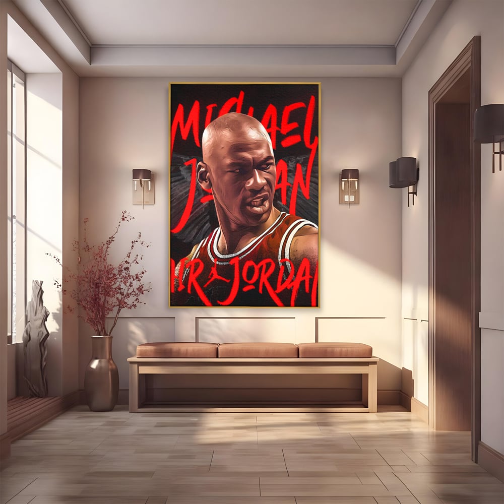 Tablou Canvas Premium, LuxCanva® A1404, Michael Jordan, Room, Baschetbalist, NBA, Air Jordan, Club Sportiv, Culori Vibrante