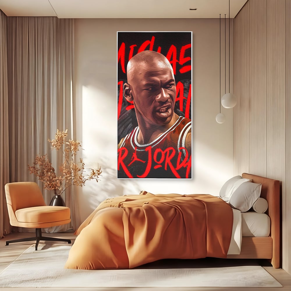 Tablou Canvas Premium, LuxCanva® A1404, Michael Jordan, Room, Baschetbalist, NBA, Air Jordan, Club Sportiv, Culori Vibrante