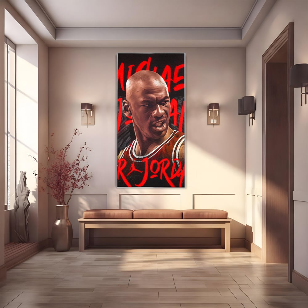 Tablou Canvas Premium, LuxCanva® A1404, Michael Jordan, Room, Baschetbalist, NBA, Air Jordan, Club Sportiv, Culori Vibrante