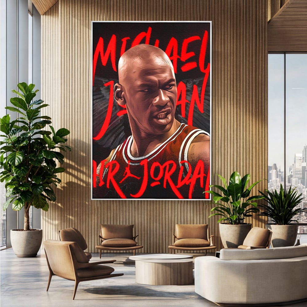 Tablou Canvas Premium, LuxCanva® A1404, Michael Jordan, Room, Baschetbalist, NBA, Air Jordan, Club Sportiv, Culori Vibrante