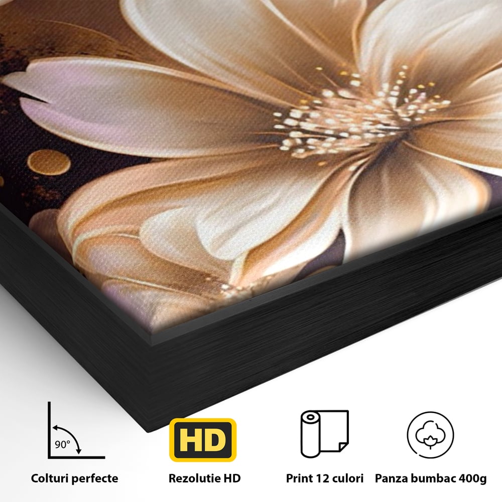 Leinwandbilder LuxCanva Premium Leinwandbilder® A1405, Goldene Blumen, Zimmer, Pflanze, Gold, Dekorativ, Blütenblätter, Schlafzimmer, Lebendige Farben