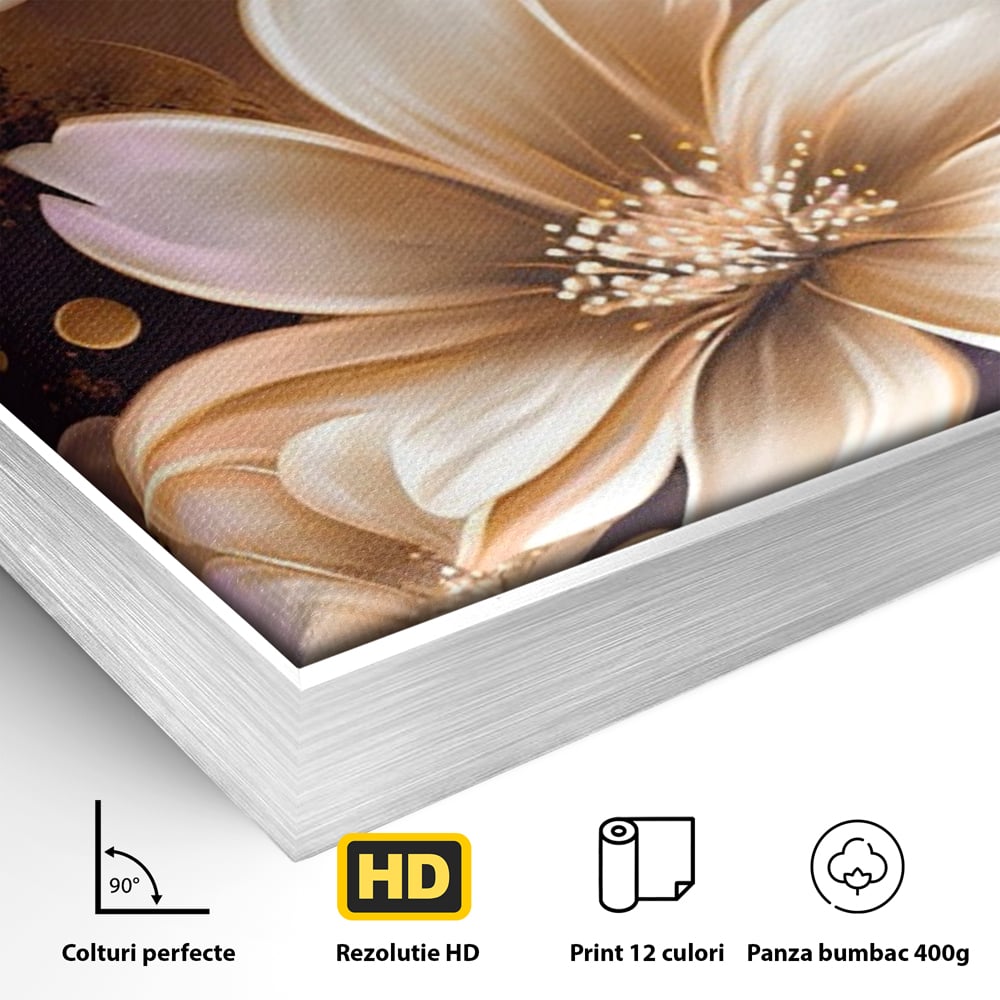 Leinwandbilder LuxCanva Premium Leinwandbilder® A1405, Goldene Blumen, Zimmer, Pflanze, Gold, Dekorativ, Blütenblätter, Schlafzimmer, Lebendige Farben