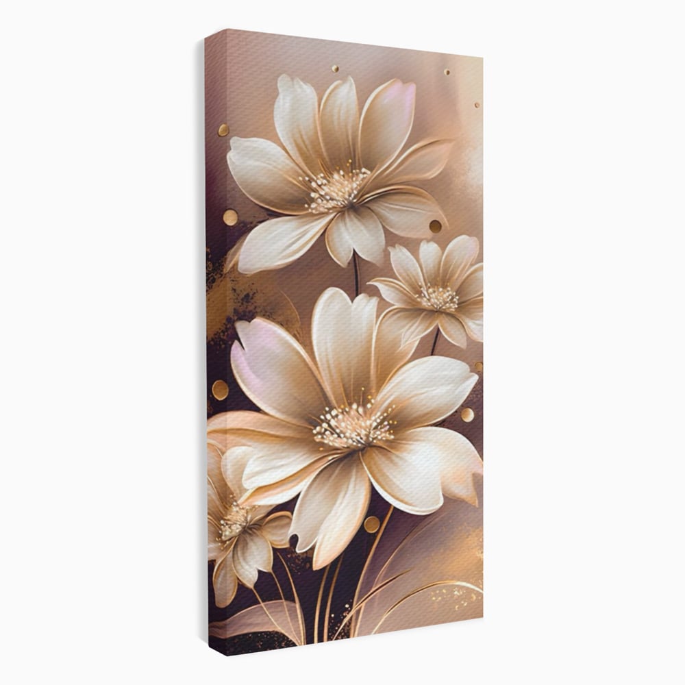 Leinwandbilder LuxCanva Premium Leinwandbilder® A1405, Goldene Blumen, Zimmer, Pflanze, Gold, Dekorativ, Blütenblätter, Schlafzimmer, Lebendige Farben