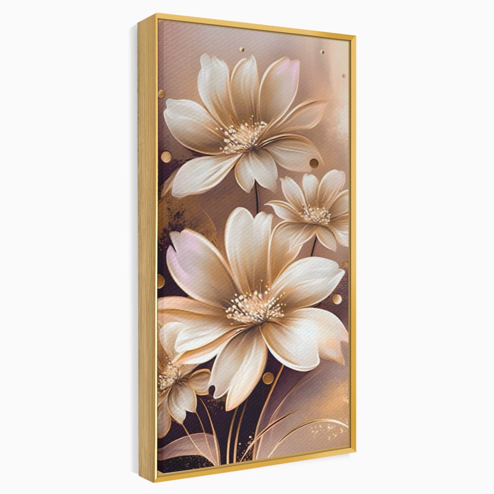 Leinwandbilder LuxCanva Premium Leinwandbilder® A1405, Goldene Blumen, Zimmer, Pflanze, Gold, Dekorativ, Blütenblätter, Schlafzimmer, Lebendige Farben