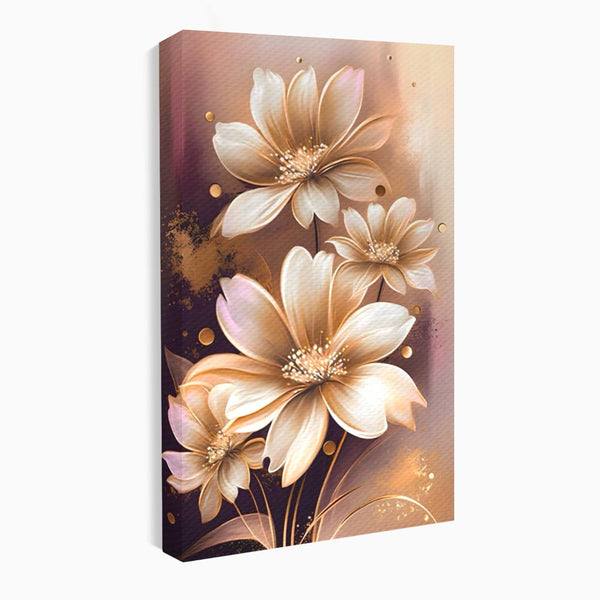 Leinwandbilder LuxCanva Premium Leinwandbilder® A1405, Goldene Blumen, Zimmer, Pflanze, Gold, Dekorativ, Blütenblätter, Schlafzimmer, Lebendige Farben