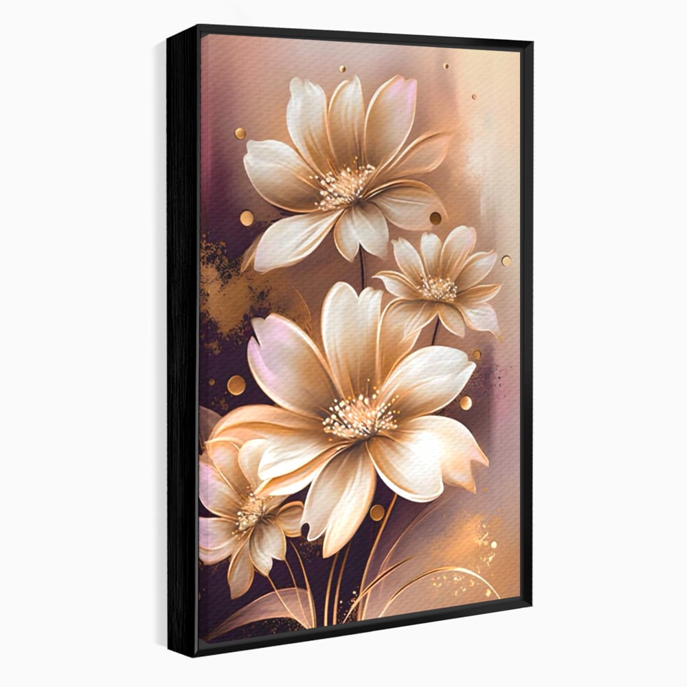 Leinwandbilder LuxCanva Premium Leinwandbilder® A1405, Goldene Blumen, Zimmer, Pflanze, Gold, Dekorativ, Blütenblätter, Schlafzimmer, Lebendige Farben