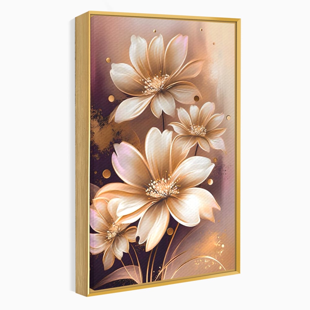 Leinwandbilder LuxCanva Premium Leinwandbilder® A1405, Goldene Blumen, Zimmer, Pflanze, Gold, Dekorativ, Blütenblätter, Schlafzimmer, Lebendige Farben
