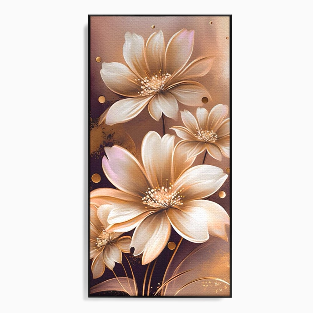 Leinwandbilder LuxCanva Premium Leinwandbilder® A1405, Goldene Blumen, Zimmer, Pflanze, Gold, Dekorativ, Blütenblätter, Schlafzimmer, Lebendige Farben