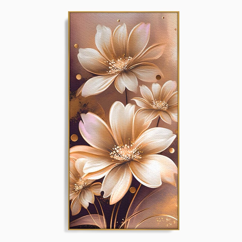 Leinwandbilder LuxCanva Premium Leinwandbilder® A1405, Goldene Blumen, Zimmer, Pflanze, Gold, Dekorativ, Blütenblätter, Schlafzimmer, Lebendige Farben