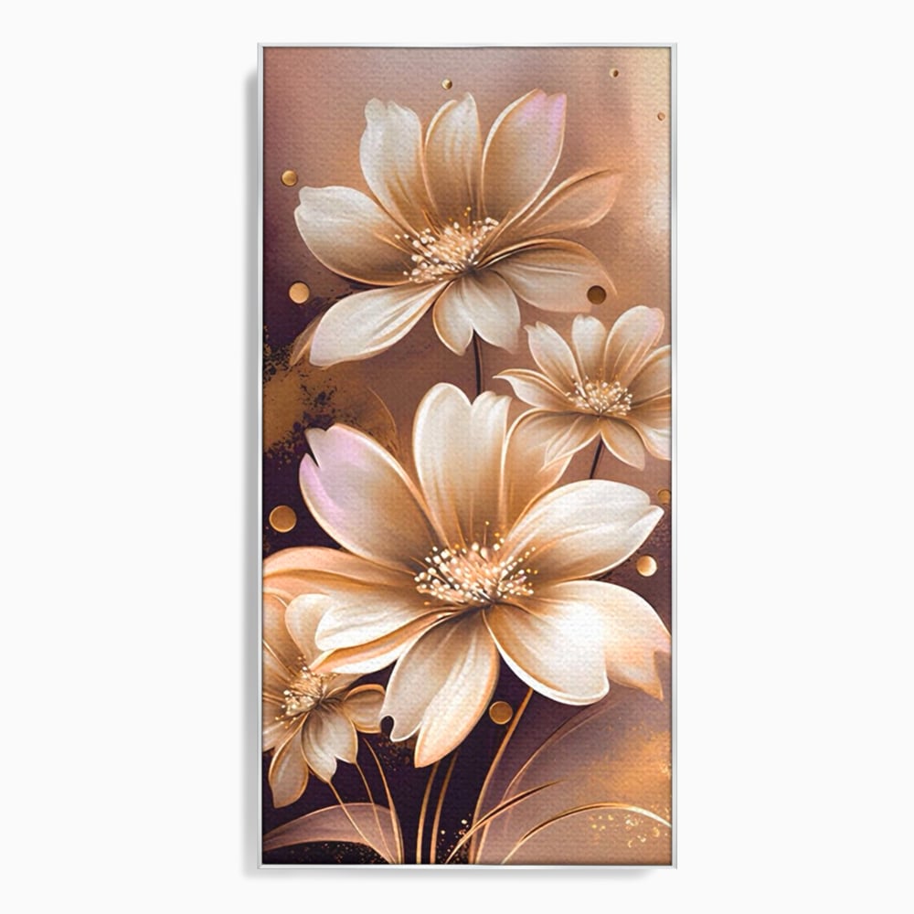 Leinwandbilder LuxCanva Premium Leinwandbilder® A1405, Goldene Blumen, Zimmer, Pflanze, Gold, Dekorativ, Blütenblätter, Schlafzimmer, Lebendige Farben