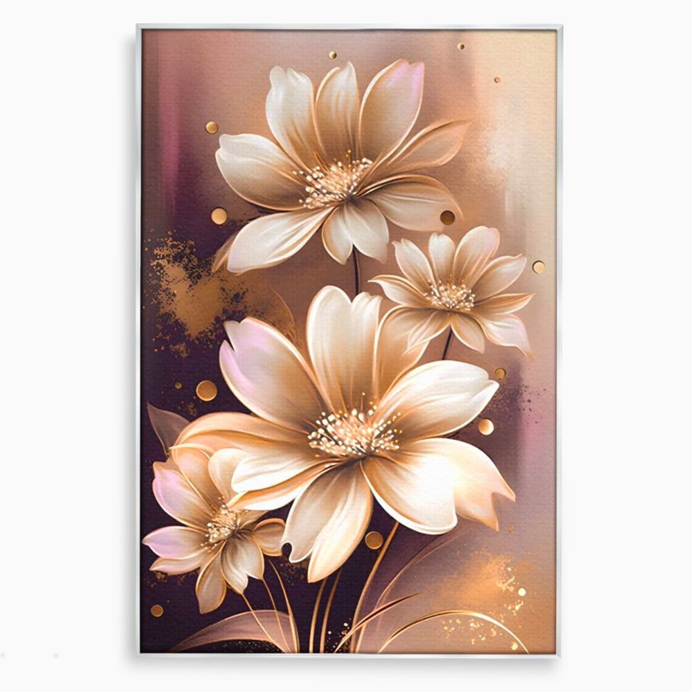 Leinwandbilder LuxCanva Premium Leinwandbilder® A1405, Goldene Blumen, Zimmer, Pflanze, Gold, Dekorativ, Blütenblätter, Schlafzimmer, Lebendige Farben