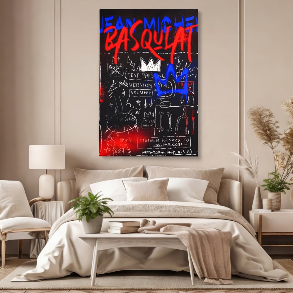 Tablou Canvas Premium LuxCanva® A1407, Jean-Michel Basquiat , Room, Artist, Graffiti SAMO, Arta Stradala, Living, Culori Vibrante