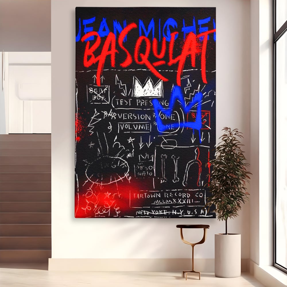 Tablou Canvas Premium LuxCanva® A1407, Jean-Michel Basquiat , Room, Artist, Graffiti SAMO, Arta Stradala, Living, Culori Vibrante