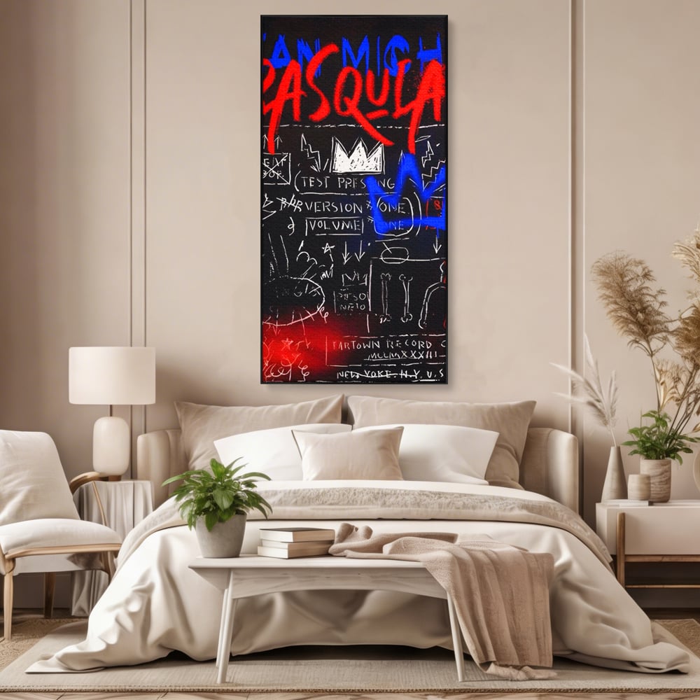 Tablou Canvas Premium LuxCanva® A1407, Jean-Michel Basquiat , Room, Artist, Graffiti SAMO, Arta Stradala, Living, Culori Vibrante