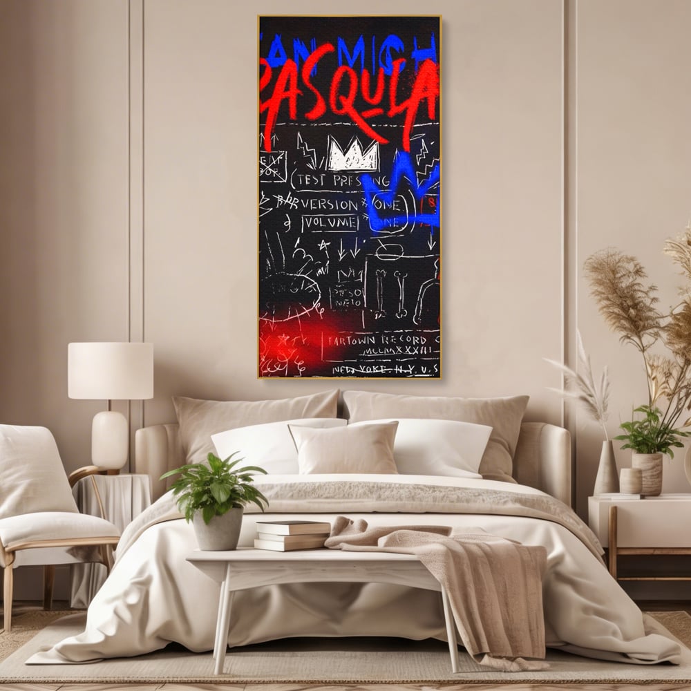 Tablou Canvas Premium LuxCanva® A1407, Jean-Michel Basquiat , Room, Artist, Graffiti SAMO, Arta Stradala, Living, Culori Vibrante