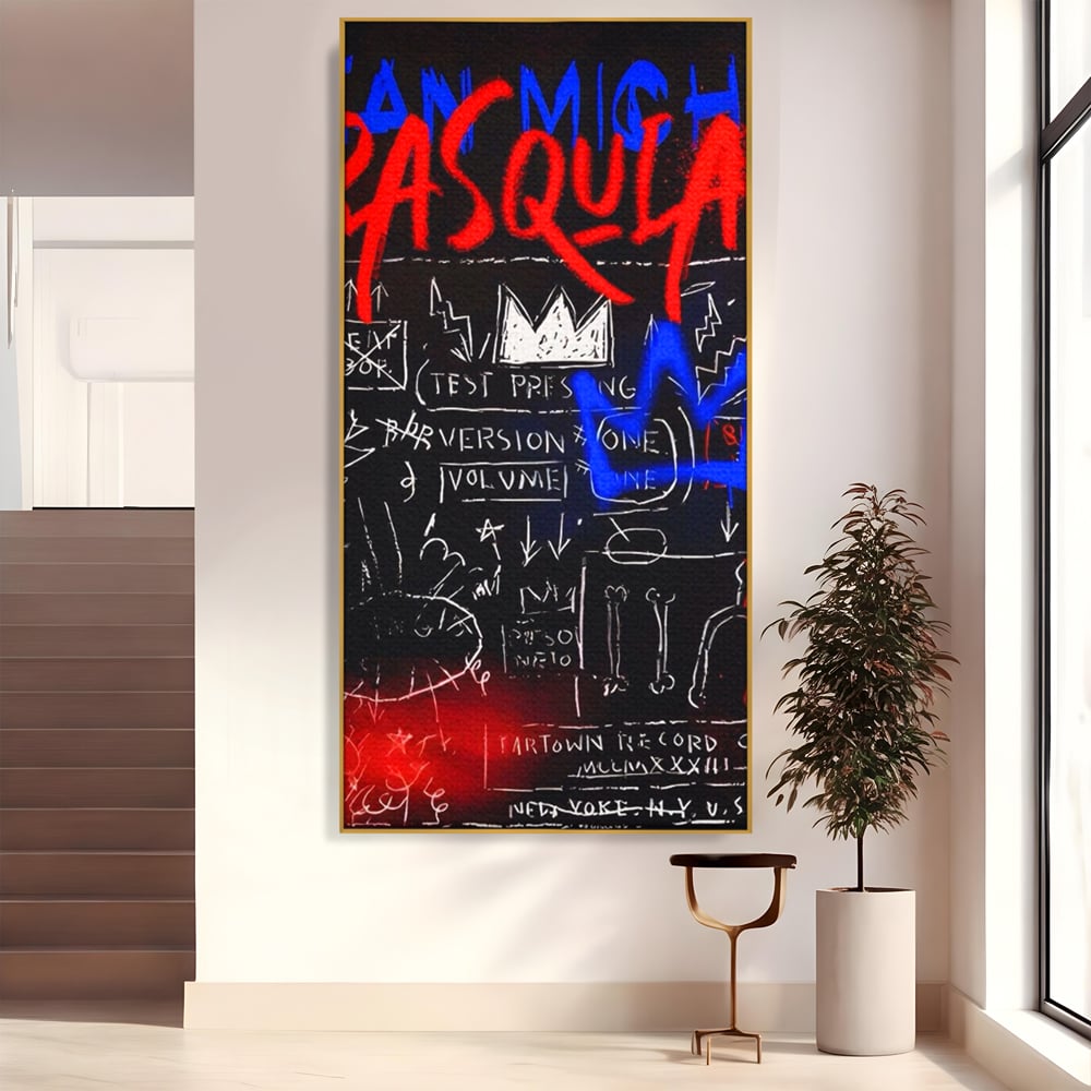Tablou Canvas Premium LuxCanva® A1407, Jean-Michel Basquiat , Room, Artist, Graffiti SAMO, Arta Stradala, Living, Culori Vibrante