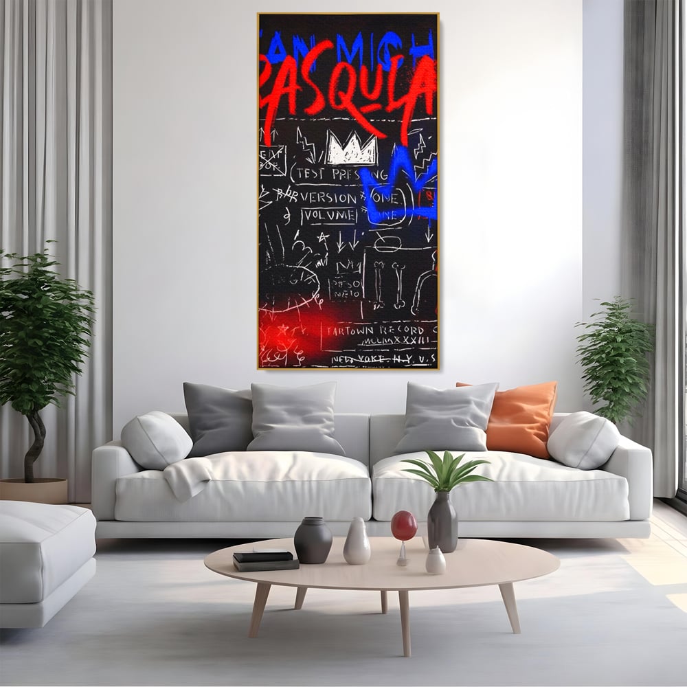 Tablou Canvas Premium LuxCanva® A1407, Jean-Michel Basquiat , Room, Artist, Graffiti SAMO, Arta Stradala, Living, Culori Vibrante