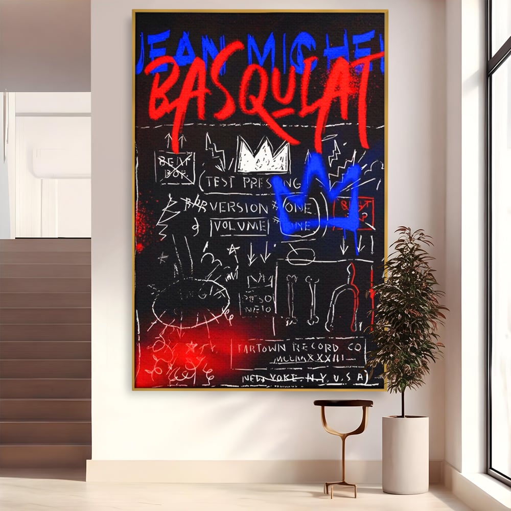 Tablou Canvas Premium LuxCanva® A1407, Jean-Michel Basquiat , Room, Artist, Graffiti SAMO, Arta Stradala, Living, Culori Vibrante