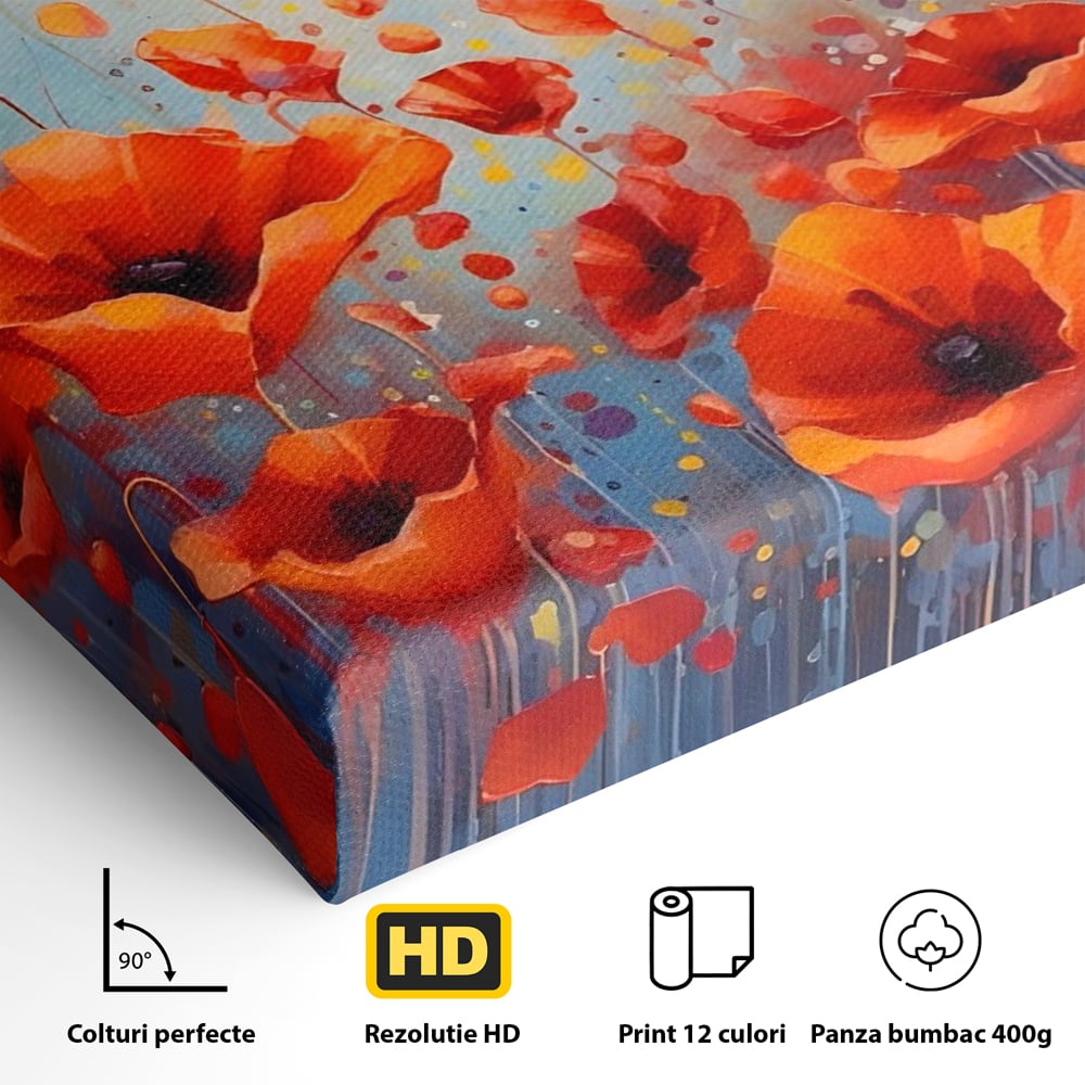 Leinwandbilder Premium Leinwandbilder LuxCanva® A1408, Feld mit Mohn, Zimmer, Natur, Pflanze, Pflanze, rote Blumen, Landschaft, Wohnen, lebendige Farben