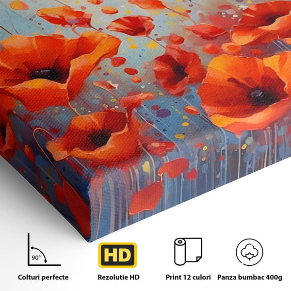 Leinwandbilder Premium Leinwandbilder LuxCanva® A1408, Feld mit Mohn, Zimmer, Natur, Pflanze, Pflanze, rote Blumen, Landschaft, Wohnen, lebendige Farben