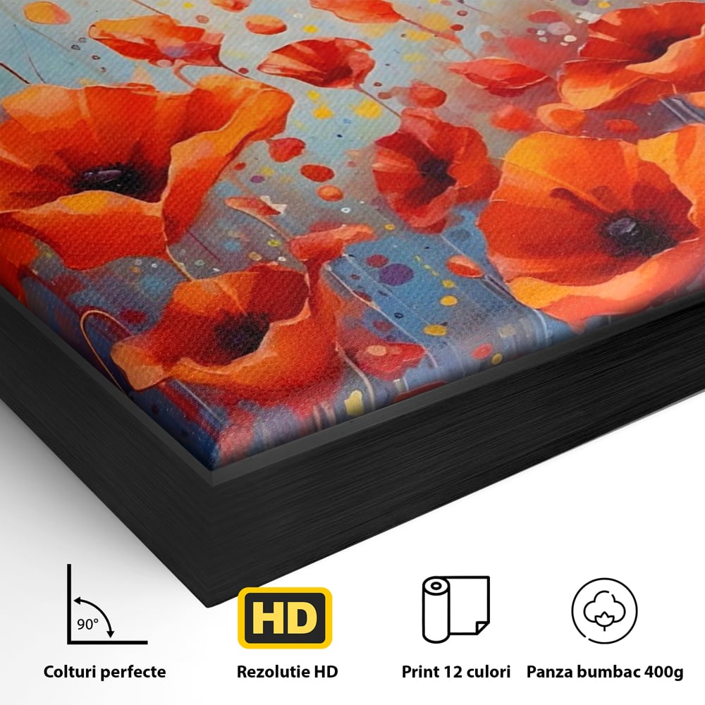 Leinwandbilder Premium Leinwandbilder LuxCanva® A1408, Feld mit Mohn, Zimmer, Natur, Pflanze, Pflanze, rote Blumen, Landschaft, Wohnen, lebendige Farben