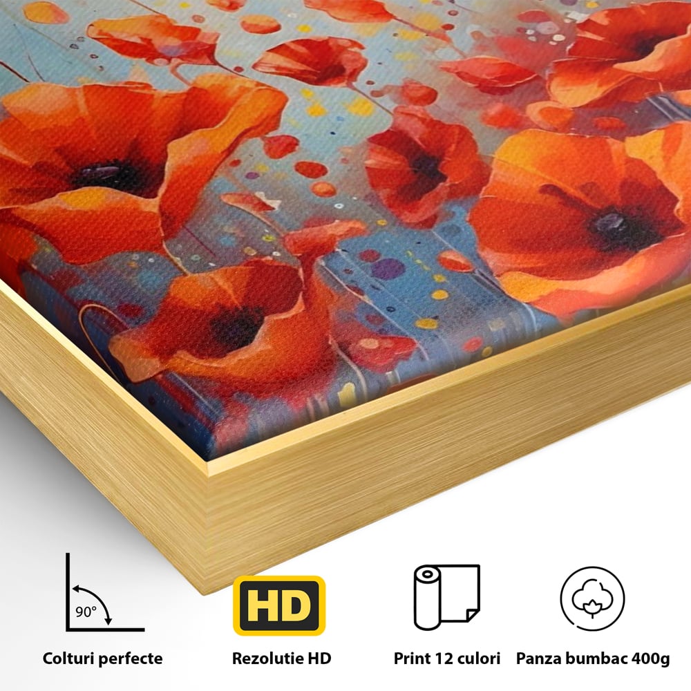 Leinwandbilder Premium Leinwandbilder LuxCanva® A1408, Feld mit Mohn, Zimmer, Natur, Pflanze, Pflanze, rote Blumen, Landschaft, Wohnen, lebendige Farben