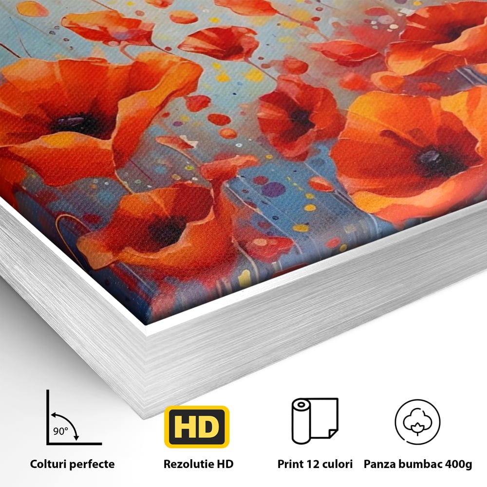 Leinwandbilder Premium Leinwandbilder LuxCanva® A1408, Feld mit Mohn, Zimmer, Natur, Pflanze, Pflanze, rote Blumen, Landschaft, Wohnen, lebendige Farben