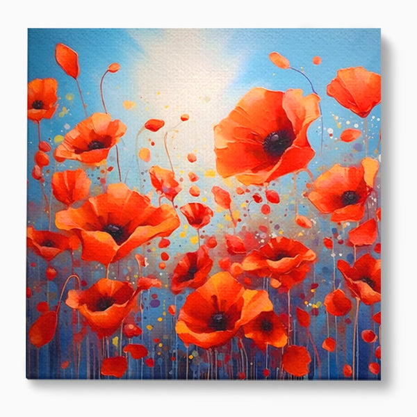 Leinwandbilder Premium Leinwandbilder LuxCanva® A1408, Feld mit Mohn, Zimmer, Natur, Pflanze, Pflanze, rote Blumen, Landschaft, Wohnen, lebendige Farben