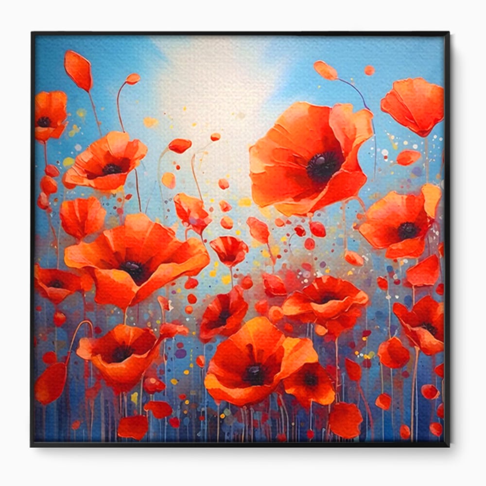 Leinwandbilder Premium Leinwandbilder LuxCanva® A1408, Feld mit Mohn, Zimmer, Natur, Pflanze, Pflanze, rote Blumen, Landschaft, Wohnen, lebendige Farben