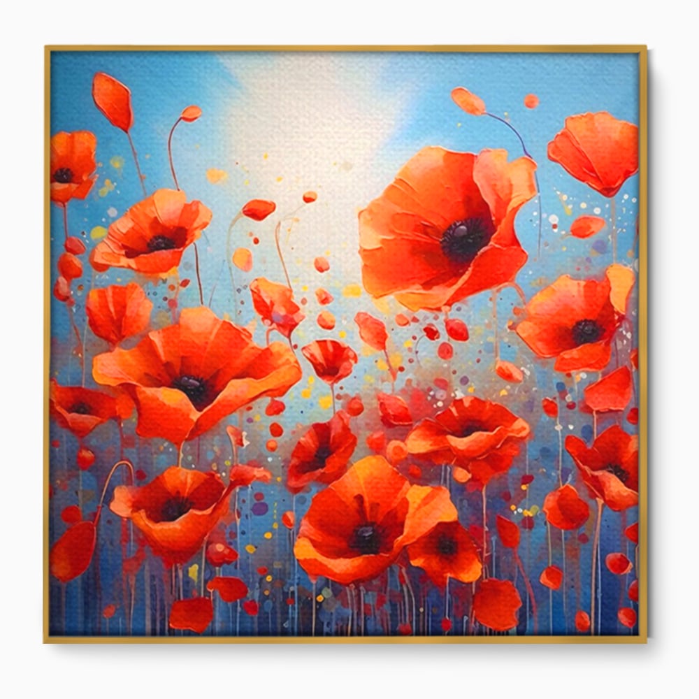 Leinwandbilder Premium Leinwandbilder LuxCanva® A1408, Feld mit Mohn, Zimmer, Natur, Pflanze, Pflanze, rote Blumen, Landschaft, Wohnen, lebendige Farben