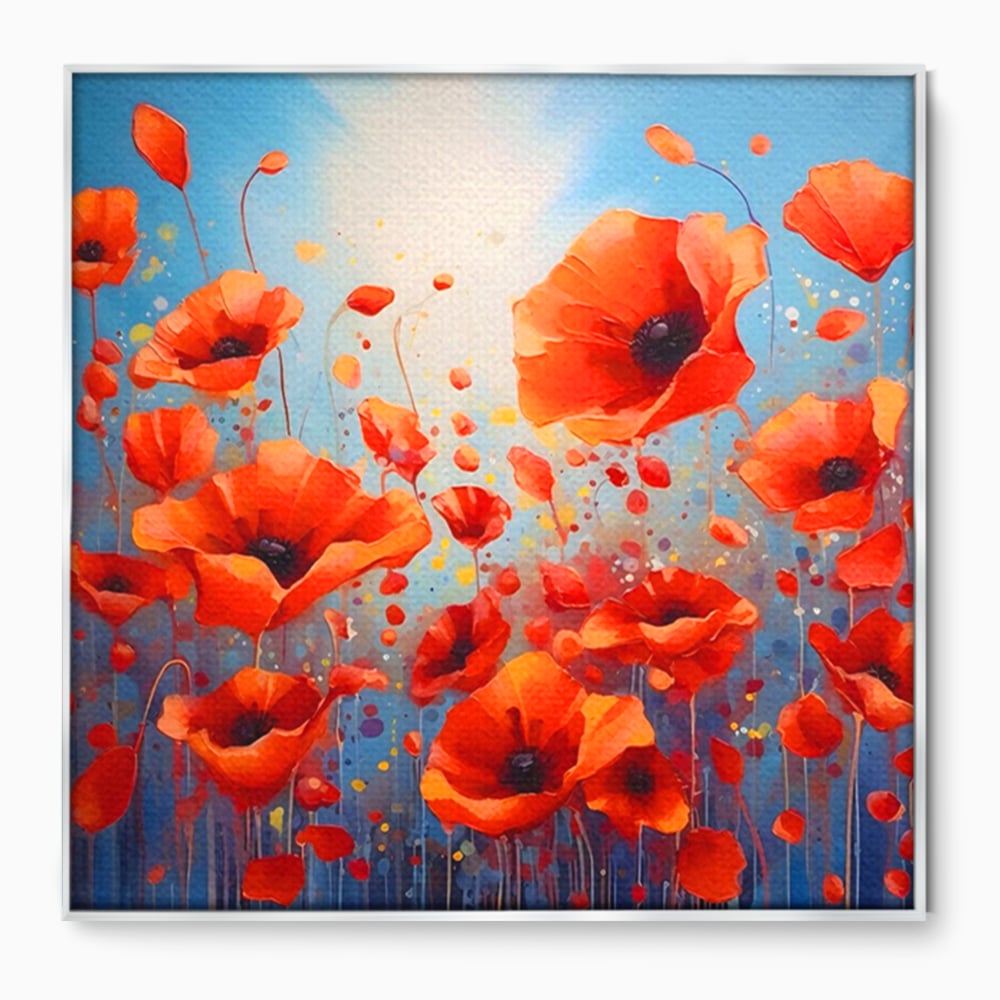 Leinwandbilder Premium Leinwandbilder LuxCanva® A1408, Feld mit Mohn, Zimmer, Natur, Pflanze, Pflanze, rote Blumen, Landschaft, Wohnen, lebendige Farben