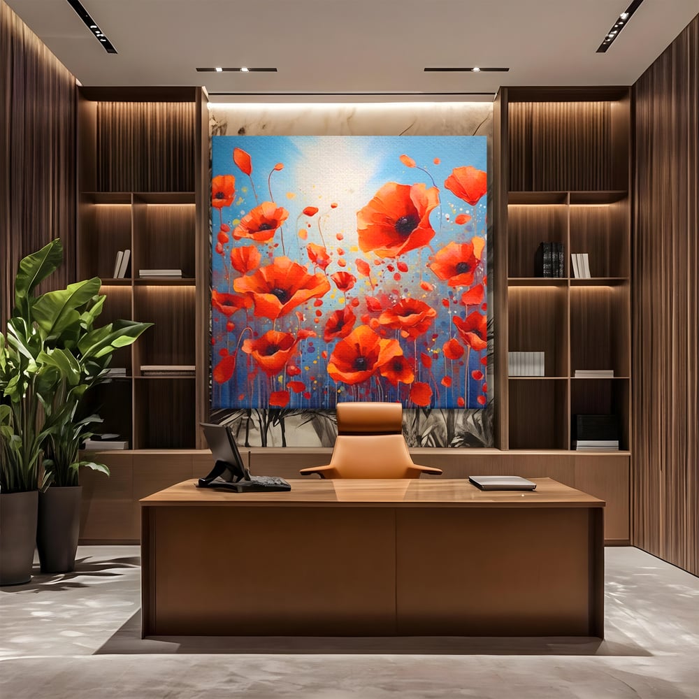 Leinwandbilder Premium Leinwandbilder LuxCanva® A1408, Feld mit Mohn, Zimmer, Natur, Pflanze, Pflanze, rote Blumen, Landschaft, Wohnen, lebendige Farben