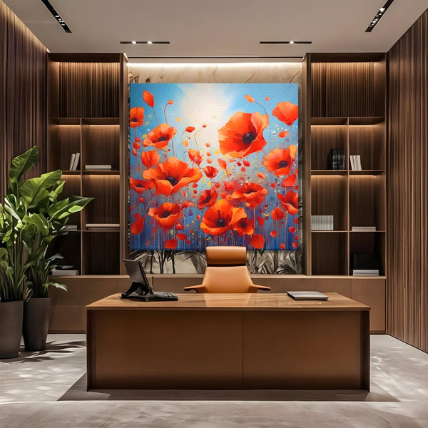 Leinwandbilder Premium Leinwandbilder LuxCanva® A1408, Feld mit Mohn, Zimmer, Natur, Pflanze, Pflanze, rote Blumen, Landschaft, Wohnen, lebendige Farben