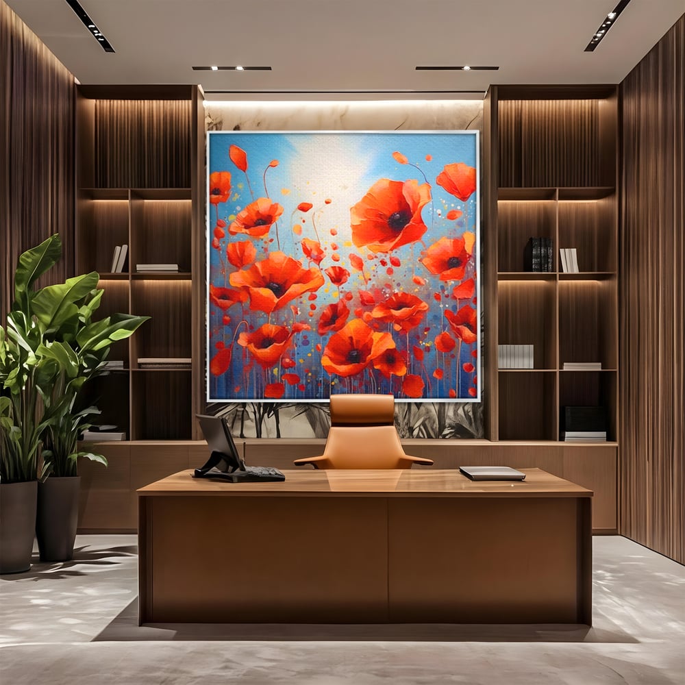 Leinwandbilder Premium Leinwandbilder LuxCanva® A1408, Feld mit Mohn, Zimmer, Natur, Pflanze, Pflanze, rote Blumen, Landschaft, Wohnen, lebendige Farben