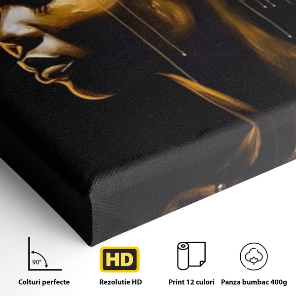 Tablou Canvas Premium LuxCanva® A1409, Golden African ,  Room, Femeie, Auriu, Decorativ, Studio, Culori Vibrante