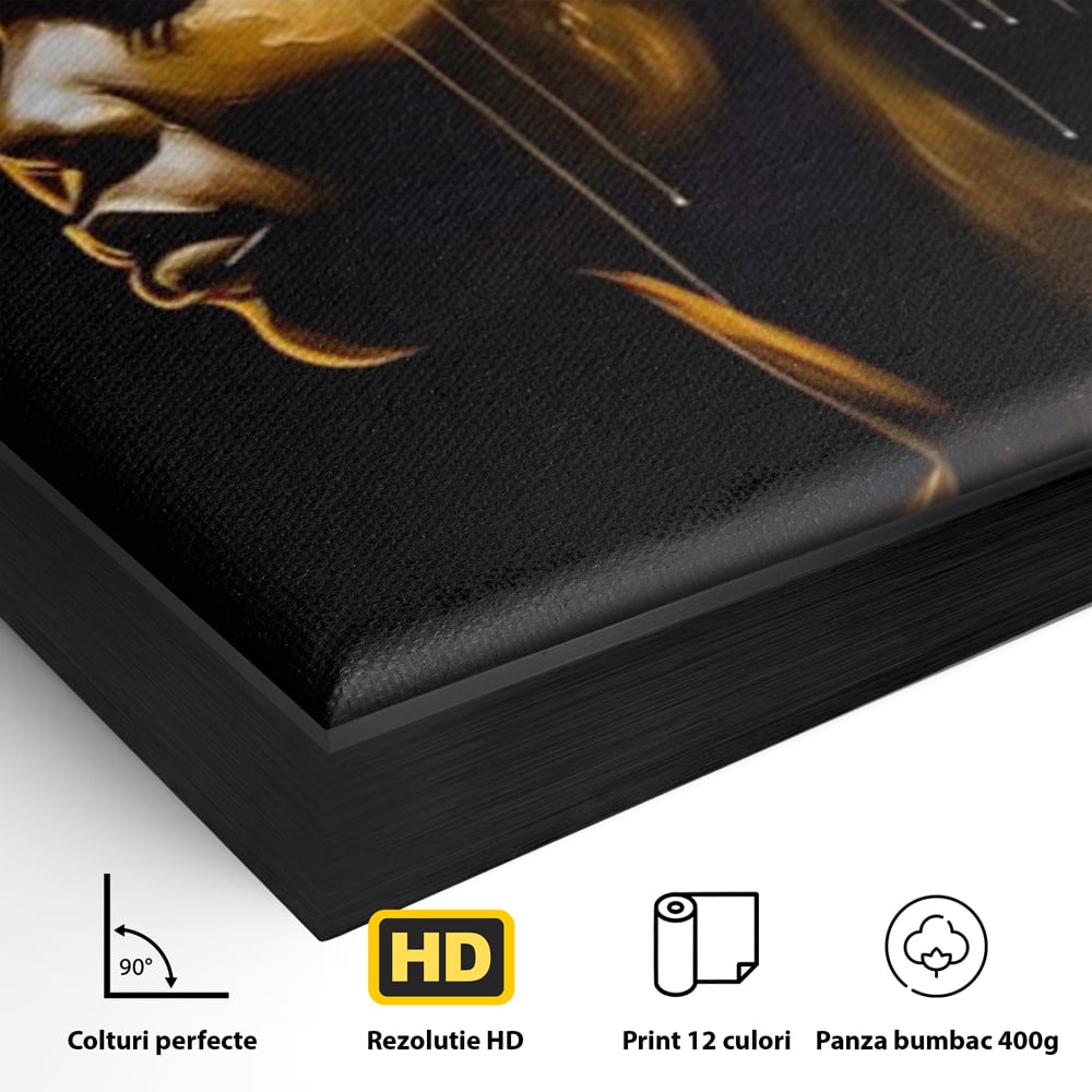 Tablou Canvas Premium LuxCanva® A1409, Golden African ,  Room, Femeie, Auriu, Decorativ, Studio, Culori Vibrante
