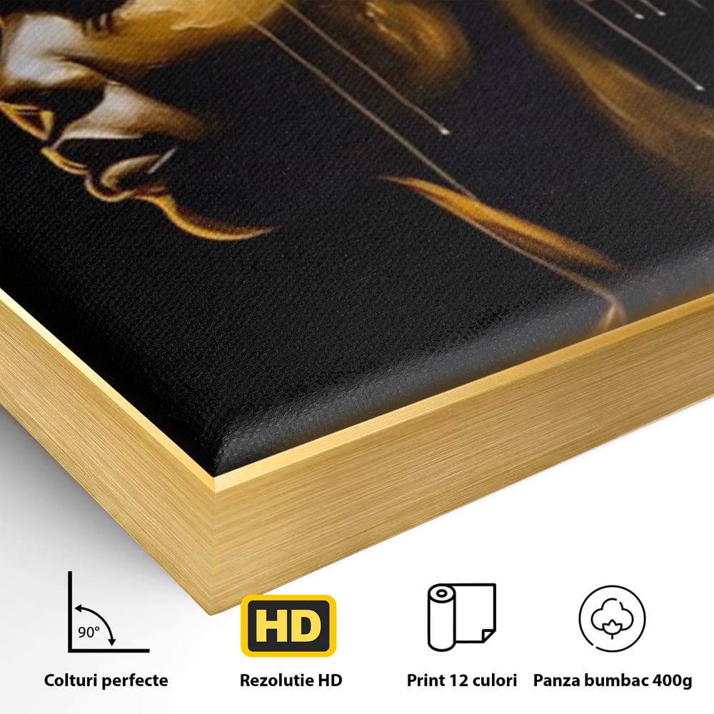 Tablou Canvas Premium LuxCanva® A1409, Golden African ,  Room, Femeie, Auriu, Decorativ, Studio, Culori Vibrante