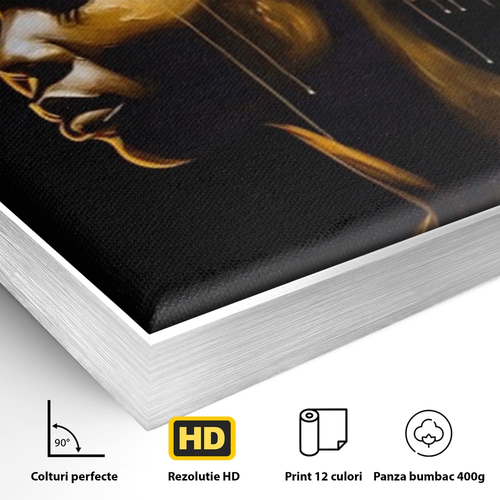 Tablou Canvas Premium LuxCanva® A1409, Golden African ,  Room, Femeie, Auriu, Decorativ, Studio, Culori Vibrante